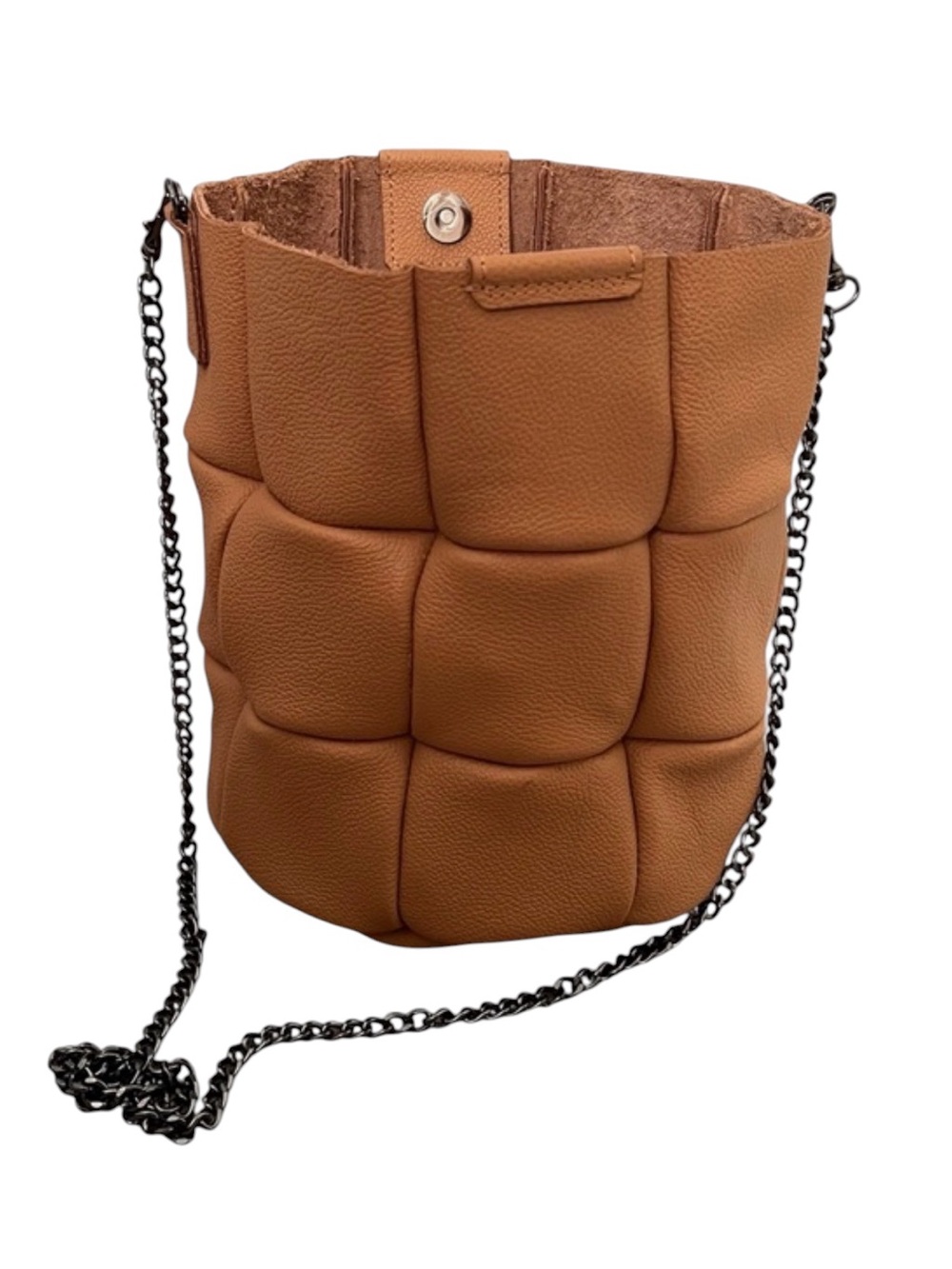 Falor Falorni Firenze Woven Leather Bucket Bag Chain Strap Quiet Luxury Modern
